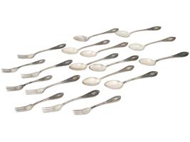 RUSSIAN SOVIET 875 SILVER SPOONS AND FORKS