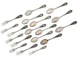 RUSSIAN SOVIET 875 SILVER SPOONS AND FORKS