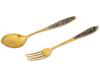 RUSSIAN SOVIET 875 GILT SILVER NIELLO SPOON AND FORK PIC-0