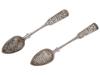 PAIR OF RUSSIAN 84 SILVER SPOONS WITH ENGRAVED DECOR PIC-1