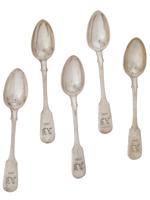 RUSSIAN 84 SILVER SPOONS WITH ENGRAVED INITIALS