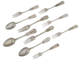 RUSSIAN SILVER TABLE SPOONS AND DINNER FORKS SET