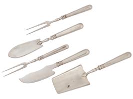 RUSSIAN SILVER STEAK FORKS AND SERVING CUTLERY SET