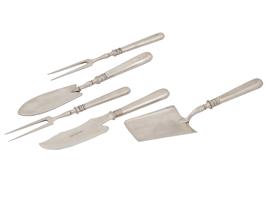 RUSSIAN SILVER STEAK FORKS AND SERVING CUTLERY SET