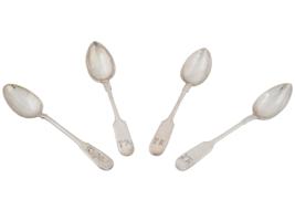 RUSSIAN SILVER TEA SPOONS WITH ENGRAVED MONOGRAMS