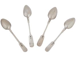 RUSSIAN SILVER TEA SPOONS WITH ENGRAVED MONOGRAMS