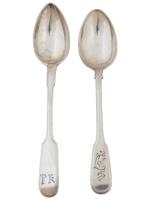 RUSSIAN SILVER TEA SPOONS WITH ENGRAVED MONOGRAMS