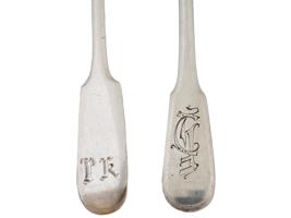 RUSSIAN SILVER TEA SPOONS WITH ENGRAVED MONOGRAMS