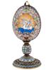 RUSSIAN GILT SILVER ENAMEL ROCK CRYSTAL EGG CASKET PIC-1