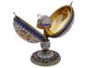 RUSSIAN GILT SILVER ENAMEL ROCK CRYSTAL EGG CASKET PIC-2