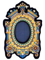 RUSSIAN GILT SILVER ENAMEL STANDING PICTURE FRAME