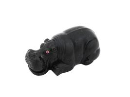 RUSSIAN CARVED BLACK JADE FIGURINE OF A HIPPO