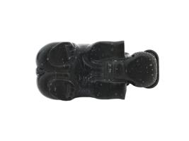 RUSSIAN CARVED BLACK JADE FIGURINE OF A HIPPO