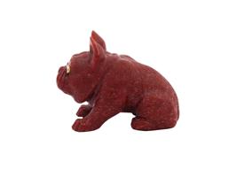 RUSSIAN CARVED RED JASPER FIGURINE OF A BULLDOG