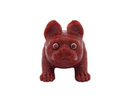 RUSSIAN CARVED RED JASPER FIGURINE OF A BULLDOG