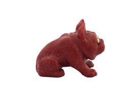 RUSSIAN CARVED RED JASPER FIGURINE OF A BULLDOG