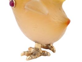 RUSSIAN GILT SILVER CARVED AGATE FIGURINE OF A CHICK