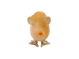 RUSSIAN GILT SILVER CARVED AGATE FIGURINE OF A CHICK