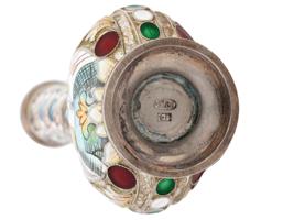 RUSSIAN SILVER ENAMEL PERFUME BOTTLE WITH MINIATURE