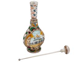 RUSSIAN SILVER ENAMEL PERFUME BOTTLE WITH MINIATURE