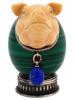 RUSSIAN SILVER MALACHITE EGG WITH JASPER PIG HEAD PIC-1