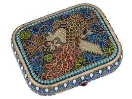 RUSSIAN 84 SILVER ENAMEL GEMSTONE LOCK CIGARETTE CASE