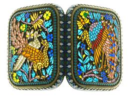 RUSSIAN 84 SILVER ENAMEL GEMSTONE LOCK CIGARETTE CASE