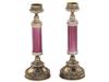 RUSSIAN 88 SILVER GUILLOCHE ENAMEL CANDLESTICKS PIC-0