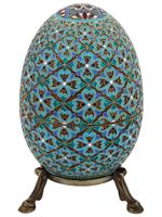 LARGE RUSSIAN SILVER GILT CLOISONNE ENAMEL EGG BOX