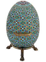 LARGE RUSSIAN SILVER GILT CLOISONNE ENAMEL EGG BOX