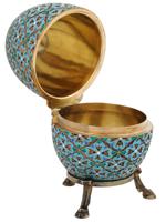 LARGE RUSSIAN SILVER GILT CLOISONNE ENAMEL EGG BOX