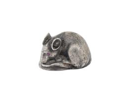 RUSSIAN SILVER FIGURINE OF A MOUSE WITH AMETHYST EYES