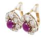 RUSSIAN 14K GOLD RUBY DIAMOND CLUSTER EARRINGS PIC-1