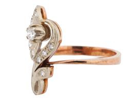 RUSSIAN SOVIET ERA 14K GOLD DIAMOND FLOWER RING