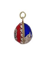 RUSSIAN SILVER ENAMEL EGG PENDANT WITH IMPERIAL EAGLE