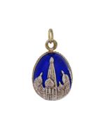 RUSSIAN SILVER ENAMEL EGG PENDANT WITH IMPERIAL EAGLE