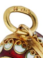 RUSSIAN GOLD CLOISONNE ENAMEL EGG PENDANT WITH CROSS