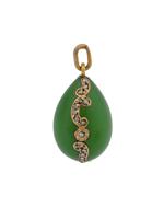 RUSSIAN 56 GOLD DIAMONDS AND JADE EGG PENDANT