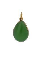 RUSSIAN 56 GOLD DIAMONDS AND JADE EGG PENDANT