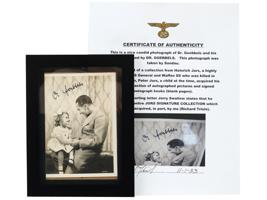 SIGNED NAZI GERMAN PHOTO OF DR GOEBBELS W DAUGHTER