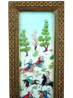 PERSIAN SURATGARI PAINTING IN MARQUETRY KHATAM FRAME