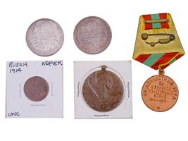 COLLECTION OF RUSSIAN EUROPEAN MEDALS AND COINS