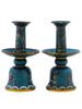 ANTIQUE CHINESE QING CLOISONNE ENAMEL CANDLE HOLDERS PIC-1