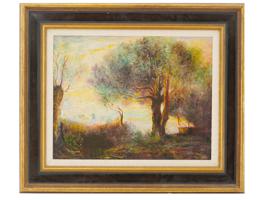 MID CENTURY IMPRESSIONIST OIL LANDSCAPE PAINTING