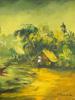 VIETNAMESE VILLAGE OIL PAINTING BY THANH C 1960S PIC-2