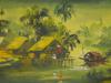 VIETNAMESE VILLAGE OIL PAINTING BY THANH C 1960S PIC-1