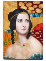 STYLE OF GUSTAV KLIMT FEMALE PORTRAIT OIL PAINTING