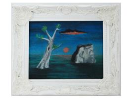 GERTRUDE ABERCROMBIE TREE AND ROCK OIL PAINTING
