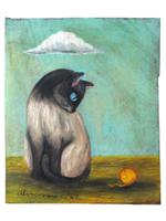 GERTRUDE ABERCROMBIE CAT AND BALL OIL PAINTING