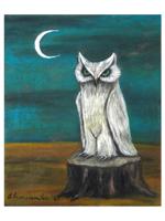 GERTRUDE ABERCROMBIE WHITE OWL OIL PAINTING 1969